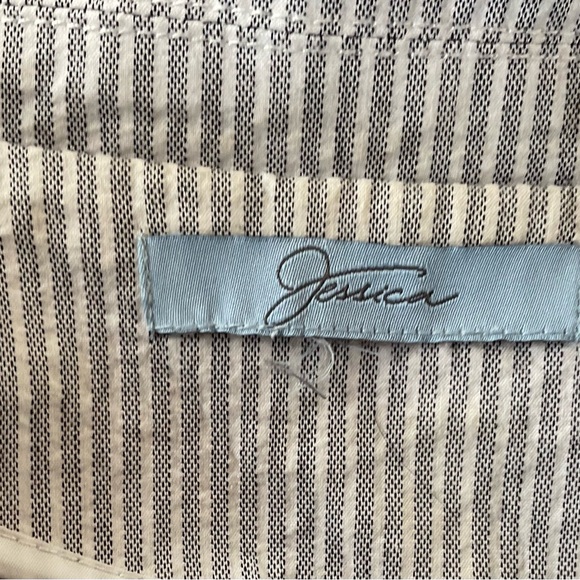 Jessica Gray & White Seersucker Stripe Blazer Jacket Stretch Cotton Size M - Picture 4 of 5